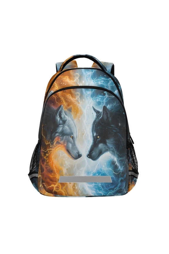 Artistic Funny Wolf Backpack Elementary School Bag Bookbag Travel Rucksack
