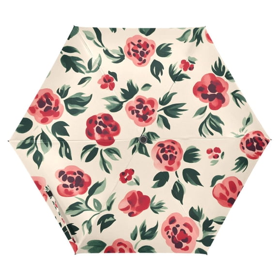 ALAZA Artistic Rose Flowers UPF 50+ Compact Folding Umbrella for Rain Travel Umbrella Packable