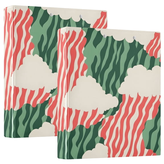 ALAZA Artistic Stripe Lines Hardcover 3 Ring Binder 1.5" Round Rings Interior Pockets Binders Organizer 2 Pack