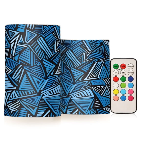 ALAZA Artistic Triangle Geometrical 2 PCs LED Flickering Flameless Candles with Remote Timer Battery Operated Candle