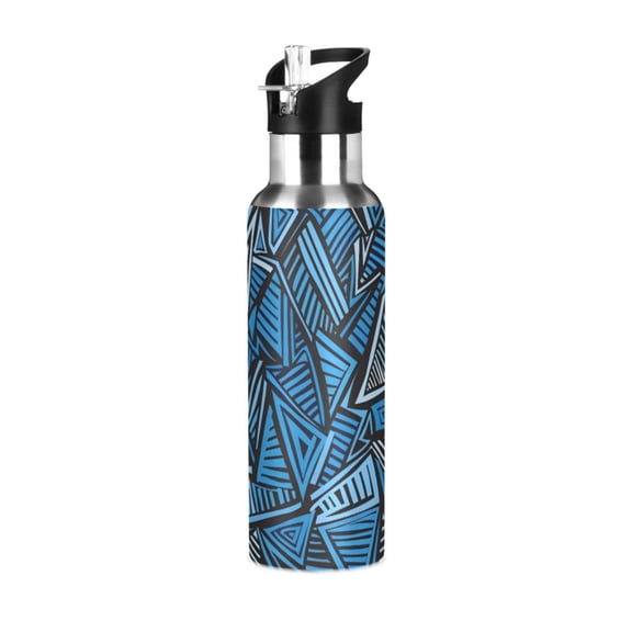 ALAZA Artistic Triangle Geometrical Water Bottle Insulated Flask Stainless Steel Straw Lid 20 oz