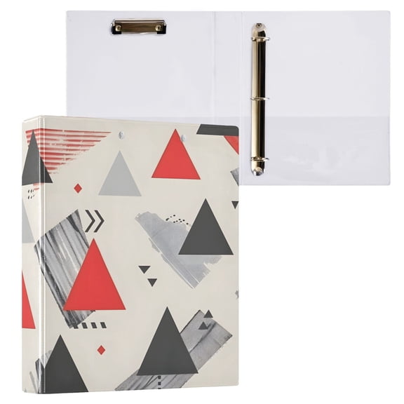 ALAZA Artistic Triangle Geometry Hardcover 3 Ring Binder 1.5" Round Rings Interior Pockets Binders Organizer 1 Pack