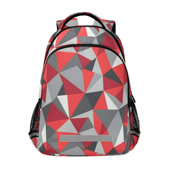 ALAZA Artistic Triangle Geometry Red Backpack Elementary School Bag Bookbag Travel Rucksack