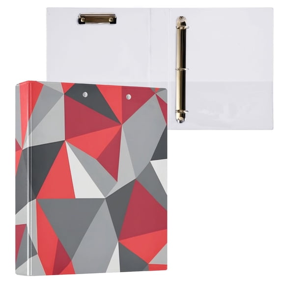 ALAZA Artistic Triangle Geometry Red Hardcover 3 Ring Binder 1.5" Round Rings Interior Pockets Binders Organizer 1 Pack