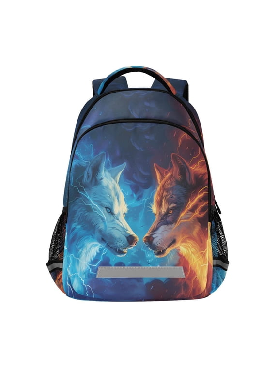 Artistic Wild Wolfs Animal Kids Backpack Elementary School Bag Children Bookbag Travel Rucksack