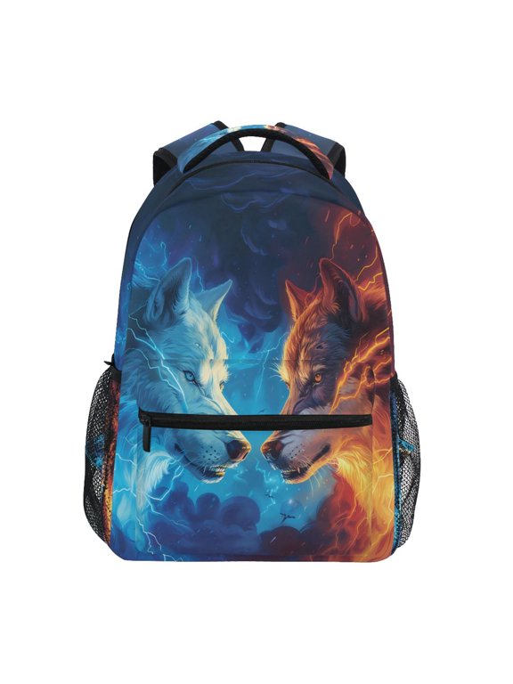 Artistic Wild Wolfs Animal Pattern Kids School Backpack Elementary Student Bookbag Laptop Bags Travel Daypack for Girls Boys