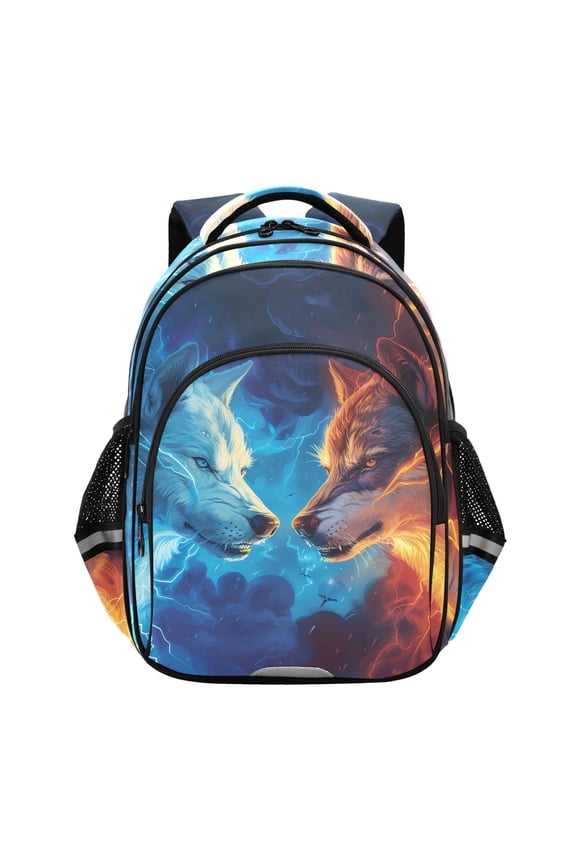 Artistic Wild Wolfs Animal School Backpack Elementary Bag Bookbag Travel Rucksack