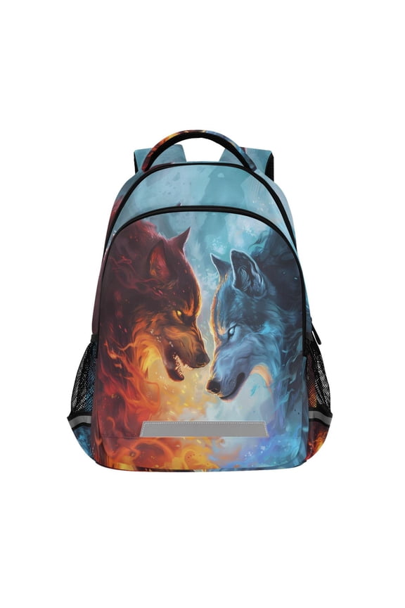 Artistic Wolf Backpack Elementary School Bag Bookbag Travel Rucksack