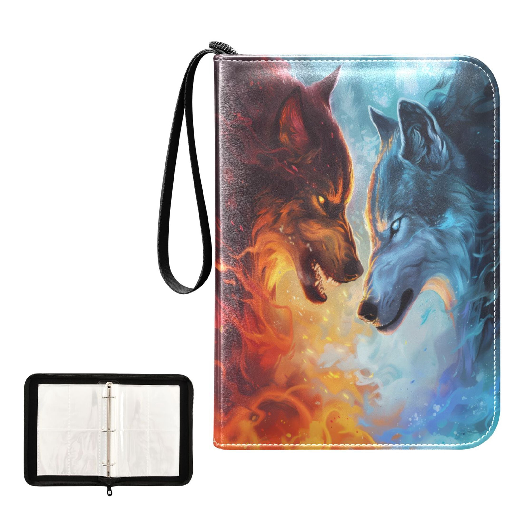 ALAZA Artistic Wolf Trading Card Binder 4 Pocket Cards Collection Album 400 Folder Holder