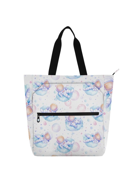 Astronaut Bubbles School Book Bag Kids Tote Bags Handbag