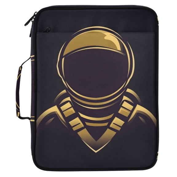 ALAZA Astronaut Golden Neon Pattern Expanding Accordion File Folder 3 Ring Zipper Organizer Portable Document Binder Bag