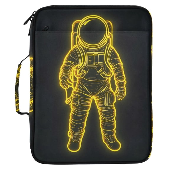 ALAZA Astronaut Neon Pattern Expanding Accordion File Folder 3 Ring Zipper Organizer Portable Document Binder Bag