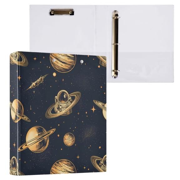 ALAZA Astronaut Planet Space Hardcover 3 Ring Binder 1.5" D-Rings with Interior Pockets Binders School 1 PC
