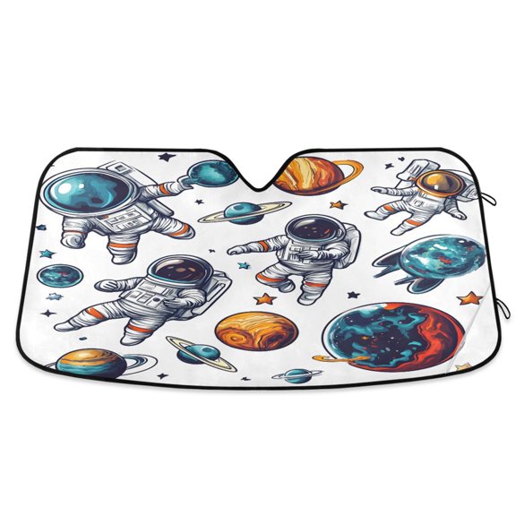 ALAZA Astronaut Planet Windshield Sun Shade Car Foldable Sun Visor Block UV Rays Protector 53"x23.5"