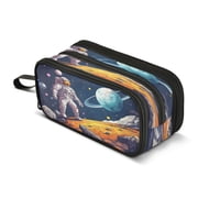 ALAZA Astronaut Space Pencil Case Bag 3 Compartment Pen Pouch Large Storage Holder Box Organizer