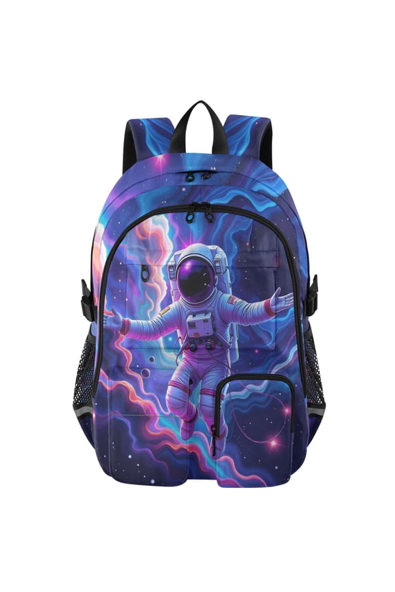 Astronaut at Starry Space Print Student Backpack School Bookbag Large Laptop Daypack Travel Bag