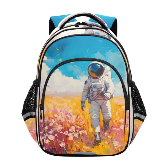 ALAZA Astronauts in Flower Field School Backpack Elementary Bag Bookbag Travel Rucksack