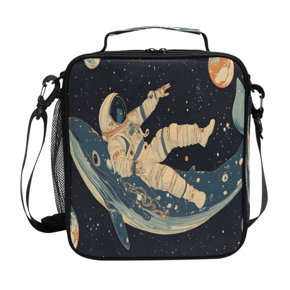 ALAZA Astronauts on Whale Lunch Box Insulated Lunch Bag Reusable Thermal Cooler Tote School Picnic
