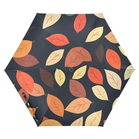 ALAZA Autumn Fall Leaf UPF 50+ Compact Folding Umbrella for Rain Travel Umbrella Packable