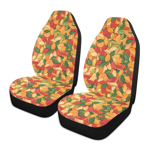 ALAZA Autumn Fall Leaves Car Seat Covers 2 PCs Universal Auto Front Seats Interior Protector