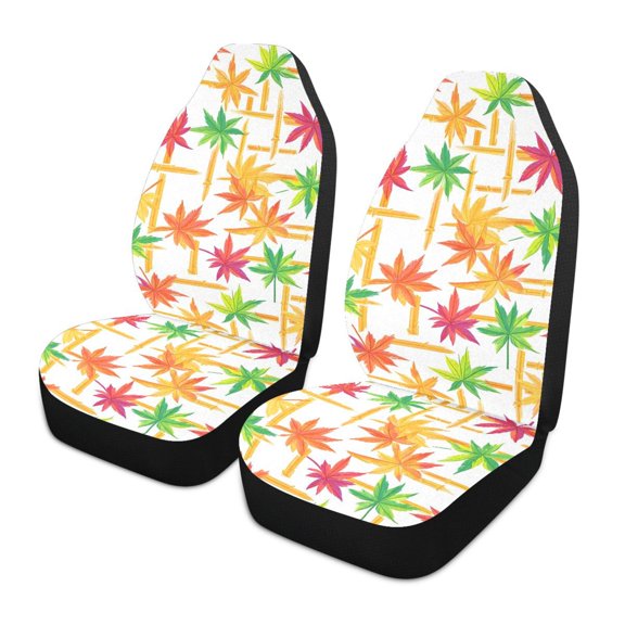 ALAZA Autumn Fall Maple Leaves Car Seat Covers 2 PCs Universal Auto Front Seats Interior Protector