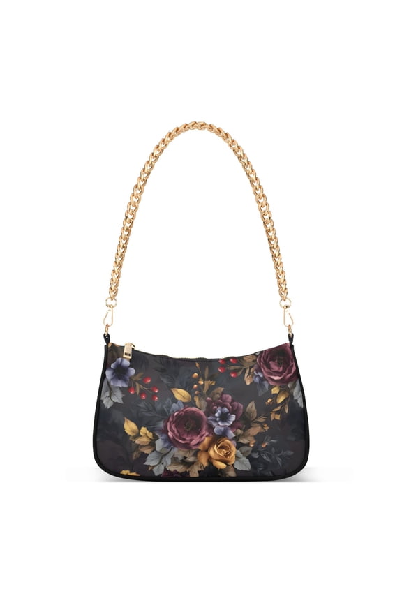 Autumn Fall Roses Flowers Women's Chain Shoulder Bag Hobo Handbag Tote Crossbody Purse