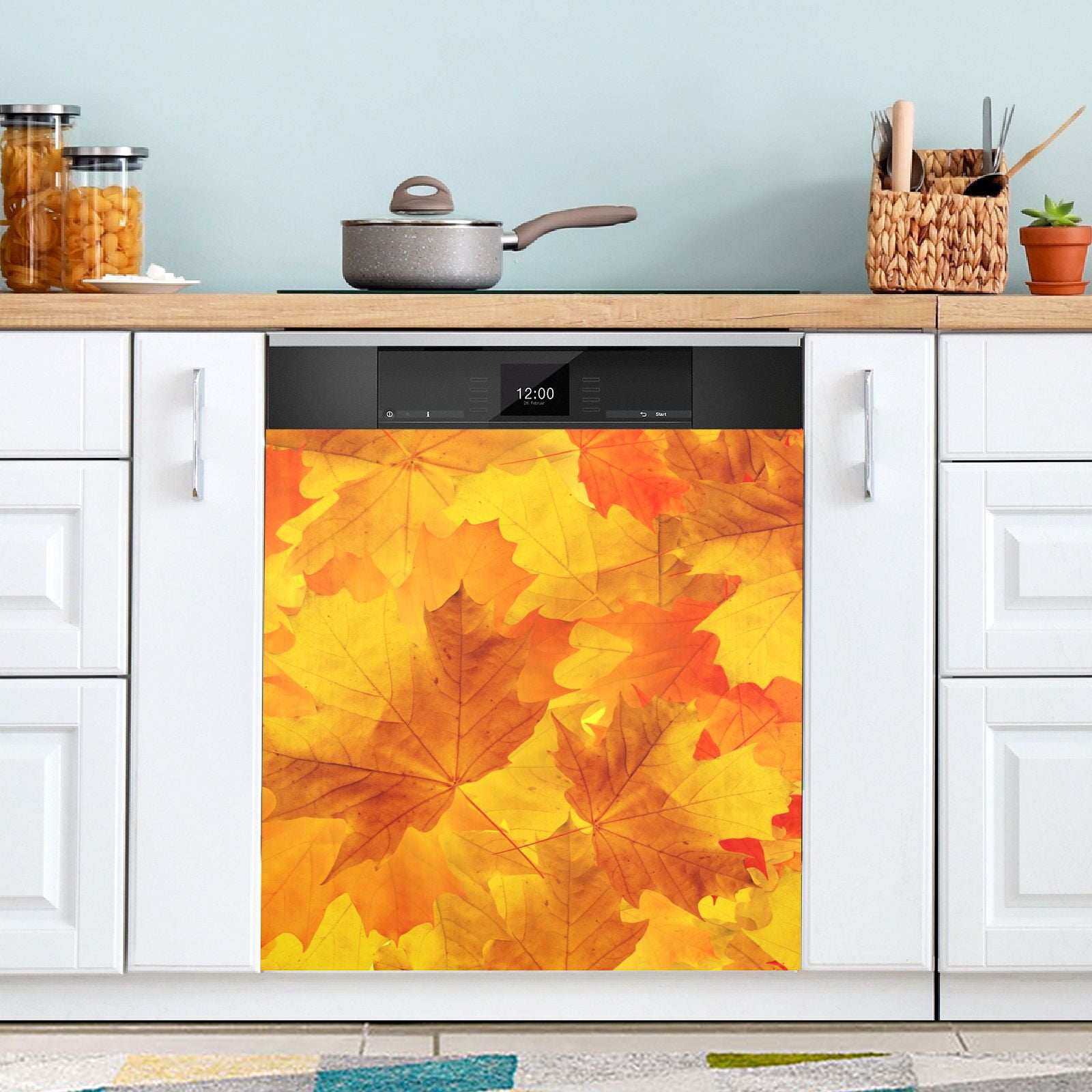 ALAZA Fall Leaves Dishwasher Magnetic Cover Autumn Refrigerator Magnet Sticker Kitchen Decal 23"x26"