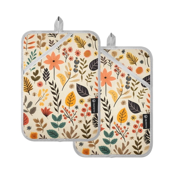 ALAZA Autumn Leaves Fall Thanksgiving Pot Holders Set of 2 Heat Resistant Kitchen Oven Mitts