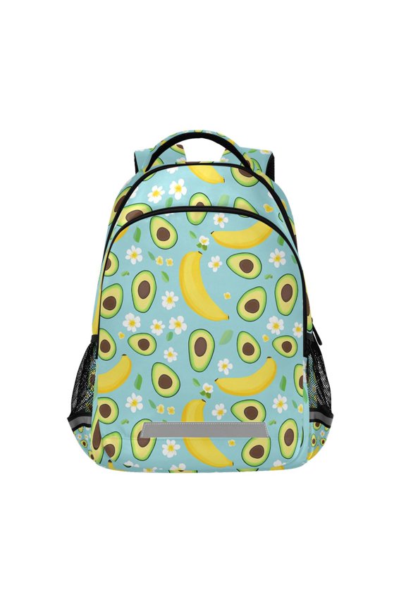 Avocado Banana Floral Backpack Elementary School Bag Bookbag Travel Rucksack
