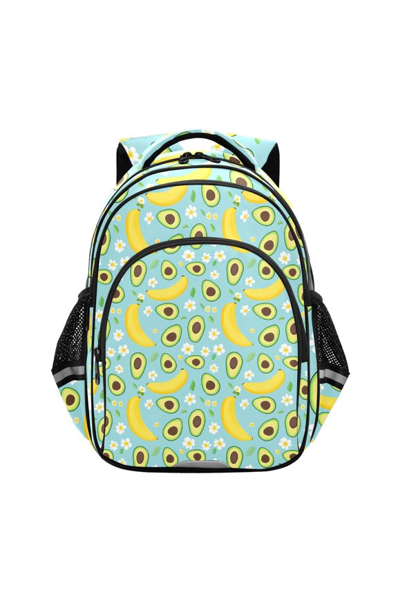 Avocado Banana Floral School Backpack Elementary Bag Bookbag Travel Rucksack