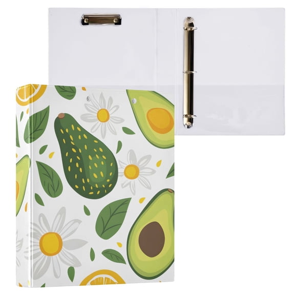 ALAZA Avocado Lemon Leaves Hardcover 3 Ring Binder 1.5" Round Rings Interior Pockets Binders Organizer 1 Pack