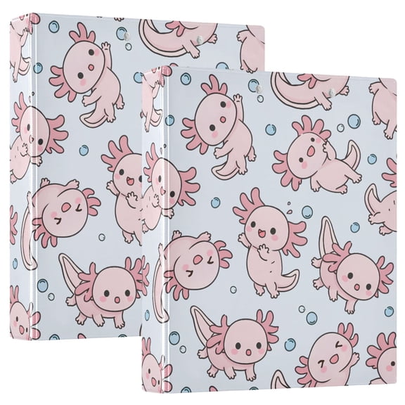 ALAZA Axolotl Dancing Hardcover 3 Ring Binder 1.5" D-Rings with Interior Pockets Binders School 2 PCs