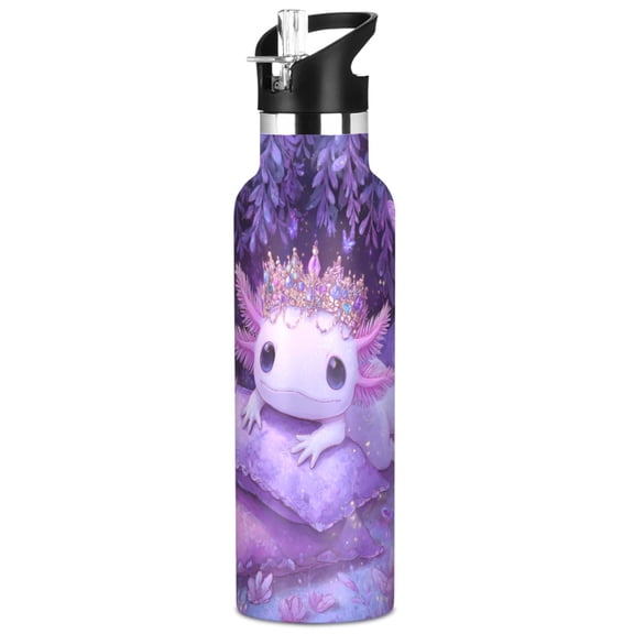 ALAZA Axolotl Dreamy Butterfly Pattern Stainless Steel Water Bottle Vacuum Insulated Leak-Proof Tumbler with Straw Handle 20oz