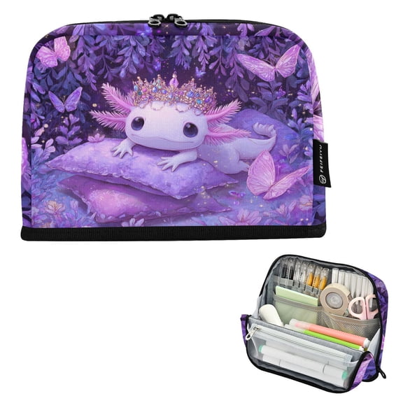 ALAZA Axolotl Dreamy Butterfly Pencil Case Pen Pouch Bag Large Capacity Organizer