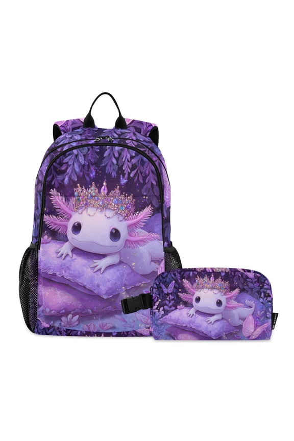 Axolotl Dreamy Butterfly School Backpack Lunch Box Set Student Bookbag