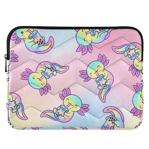 ALAZA Axolotl Drinking Boba Pattern Laptop Sleeve Case for 13-14 Inch Computer Cover Bag Medium