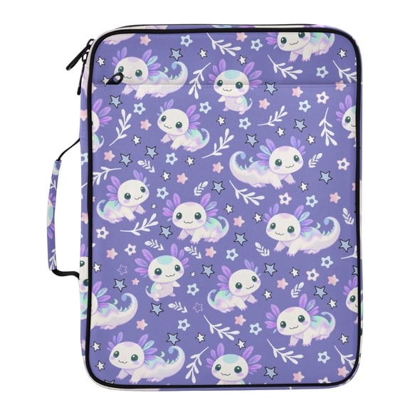 ALAZA Axolotl Galaxy Pattern Expanding Accordion File Folder 3 Ring Zipper Binder Organizer Portable Document Bag
