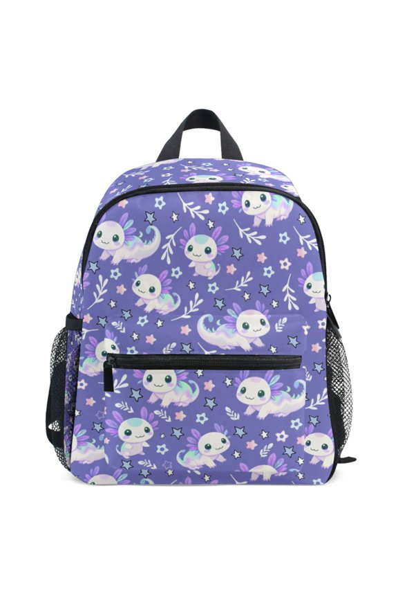 Axolotl Galaxy Pattern School Backpack Student Bookbag Mini Bag