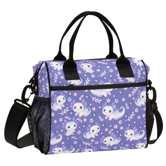 ALAZA Axolotl Galaxy Print Cooler Lunch Bag Insulated Reusable Lunch Tote Large Leakproof Thermal Lunch Box for Work School Picnic Travel Medium