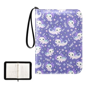 ALAZA Axolotl Galaxy Trading Card Binder 4 Pocket Cards Collection Album 400 Folder Holder