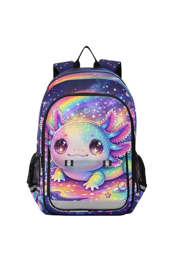 Axolotl Glittery Starry School Laptop Backpack Travel Bag Casual Student Bookbag Rucksack