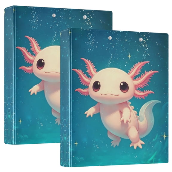ALAZA Axolotl Underwater Hardcover 3 Ring Binder 1.5" D-Rings with Interior Pockets Binders School 2 PCs