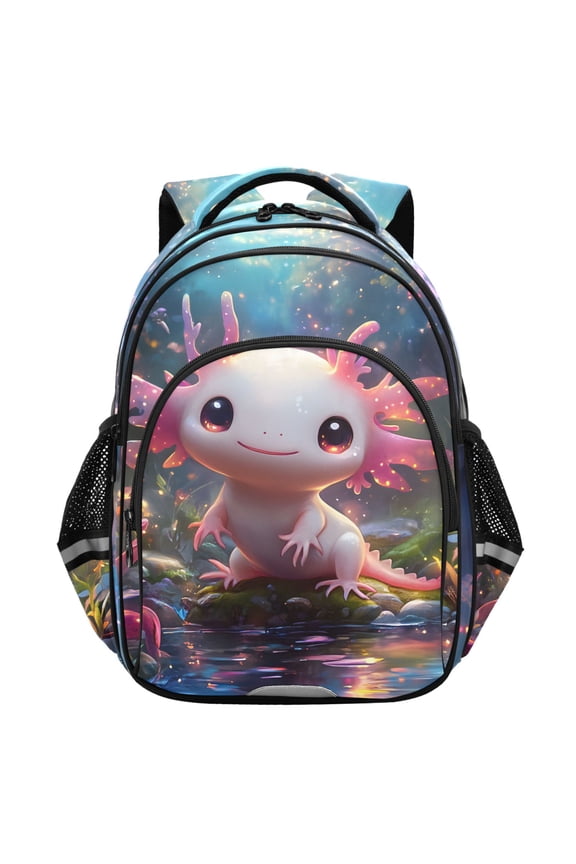 Axolotl at Forest School Backpack Elementary Bag Student Bookbag Travel Rucksack