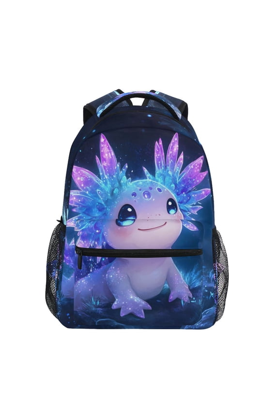 Axolotl at Night Pattern School Backpack Elementary Stylish Bookbag Laptop Bags Travel Daypack