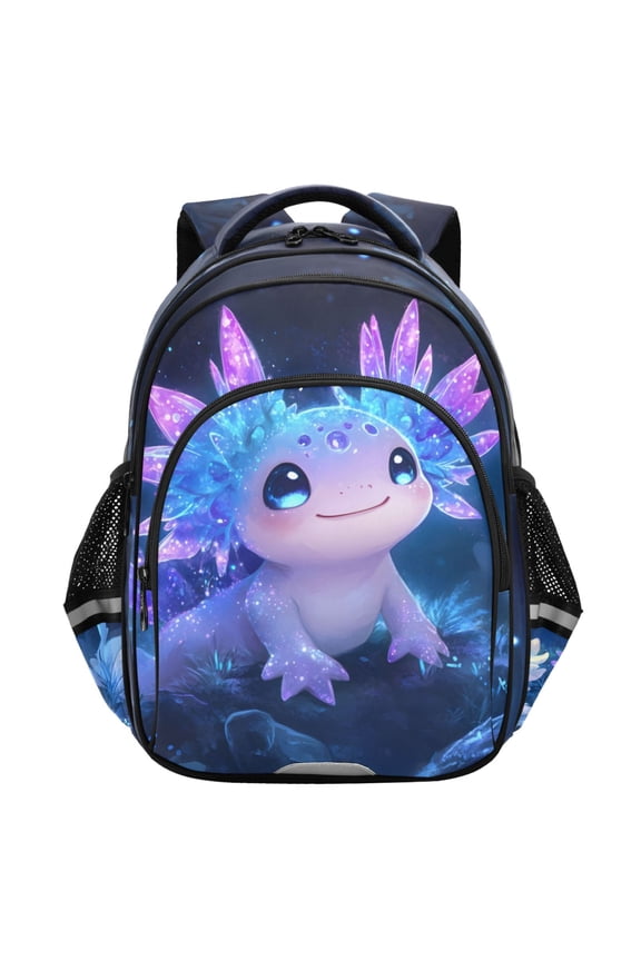 Axolotl at Night School Backpack Elementary Bag Student Bookbag Travel Rucksack