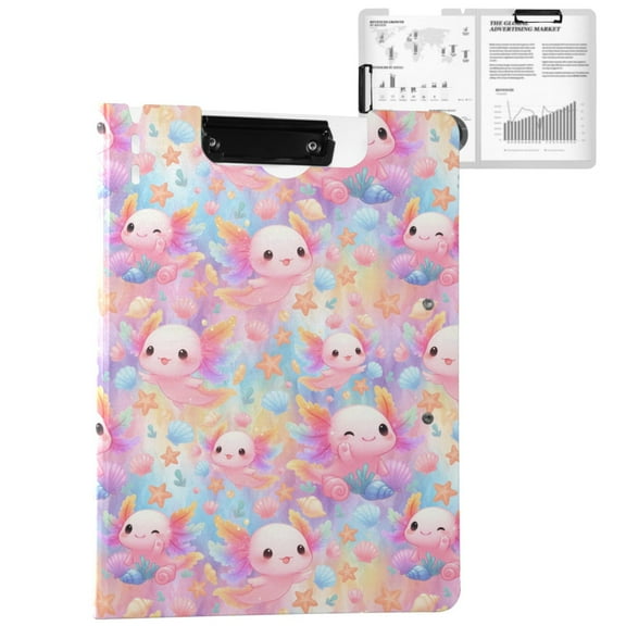 ALAZA Axolotl in Seashell A4 Foldable Clipboard 360 Degree Folder Binder