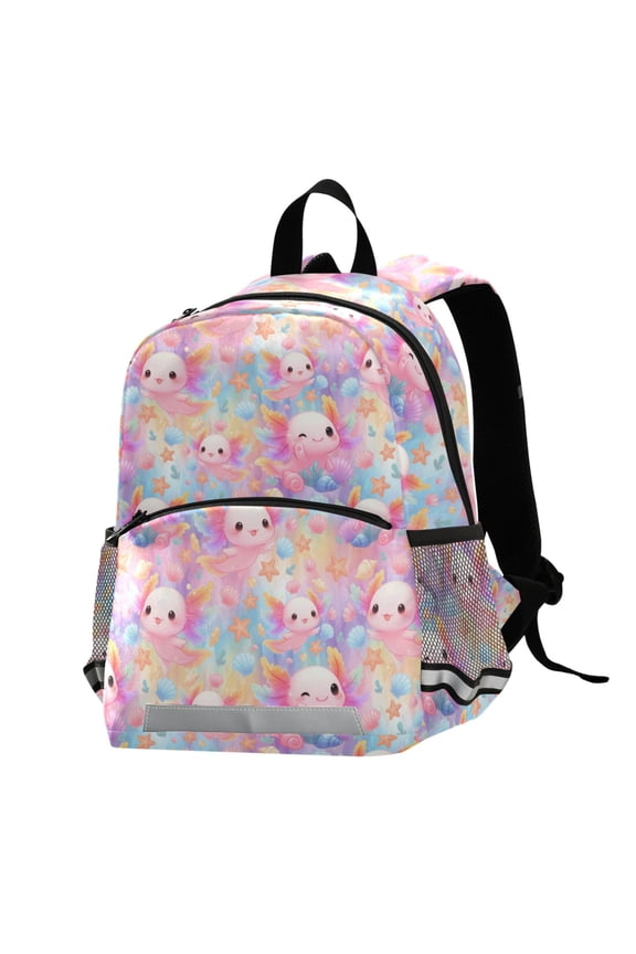 Axolotl in Seashell School Backpack Elementary Student Bookbag