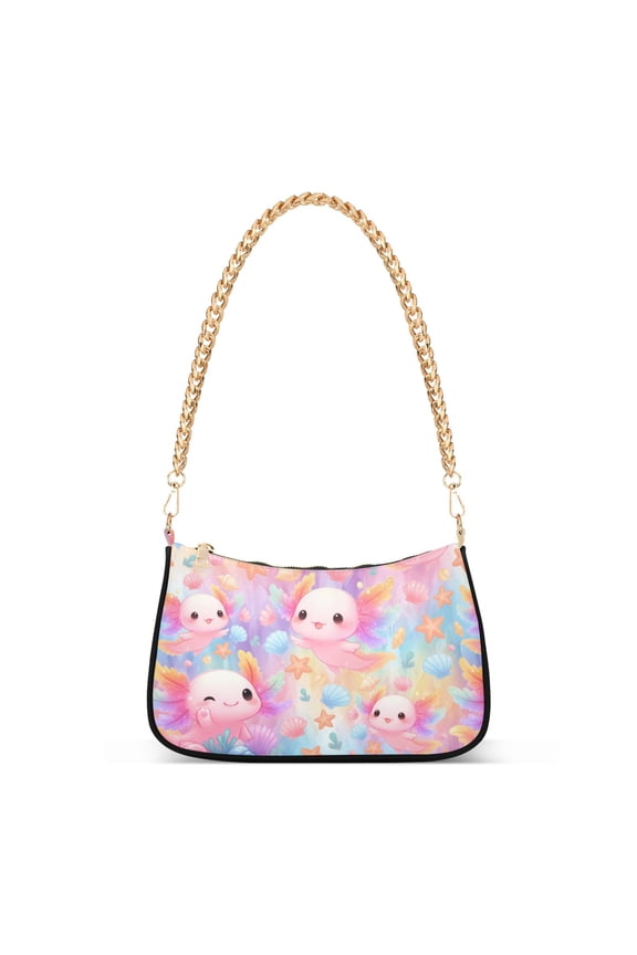 Axolotl in Seashell Women's Chain Shoulder Bag Hobo Handbag Tote Crossbody Purse