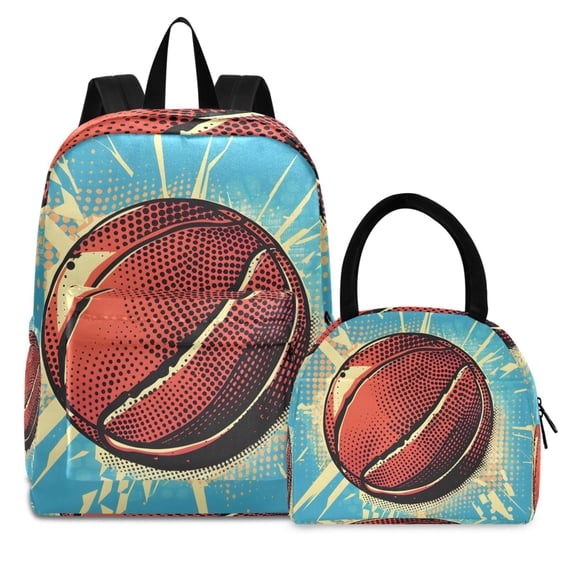 ALAZA Backpack Set A Basketball Elementary School Bags Student BookBag with Lunch Bag