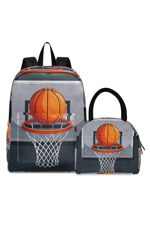 Backpack Set A Basketball Elementary School Bags Student BookBag with Lunch Bag